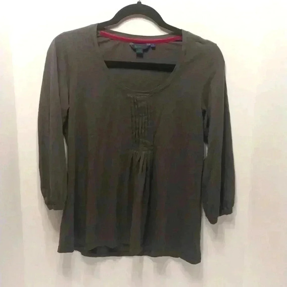 Boden Gray Pleated Collar Long Sleeve Shirt Size 12 - Picture 1 of 5